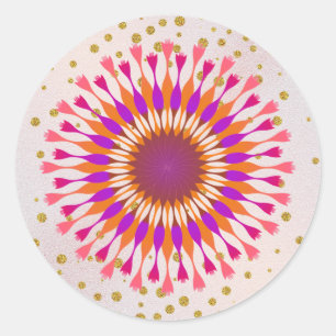 Sticker Rond Lotus Flower rose or Parties scintillant Mariage F