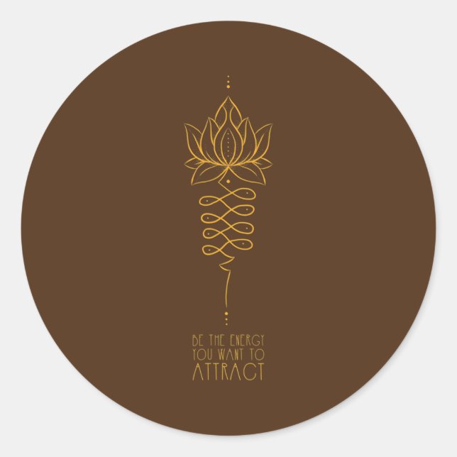 Sticker Rond Lotus Flower Unalome Soyez La Méditation De L'Éner (Devant)