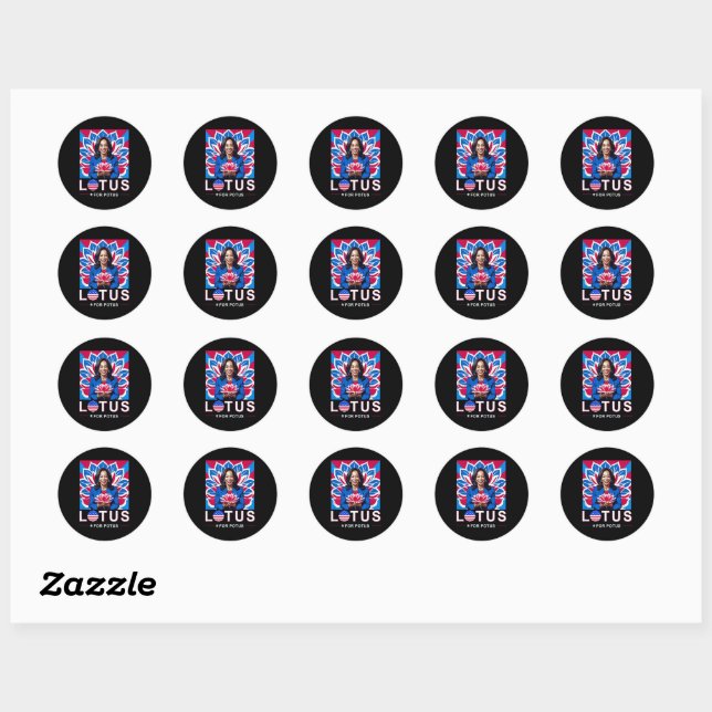 Sticker Rond Lotus For Potus USA Election Kamala Harris 2024 (Feuille)