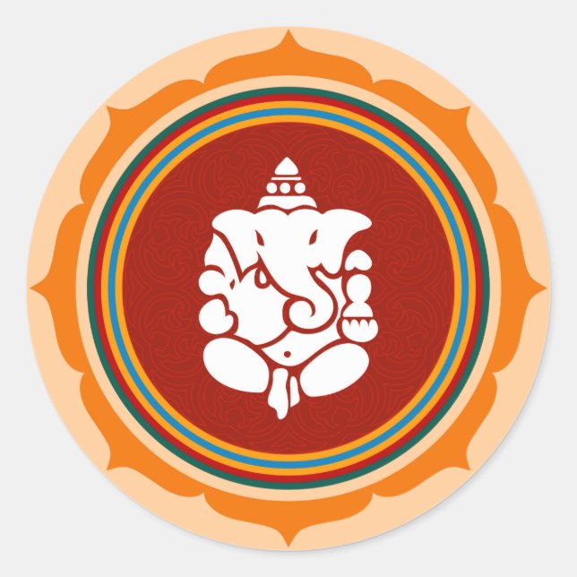 Sticker Rond Lotus Ganesha Design (Devant)
