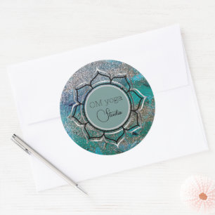 Sticker Rond Lotus Lotus Logo d'entreprise Glittery Blue Elegan