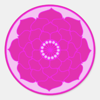 Sticker Rond Lotus Mandala rose Fuchsia