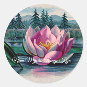 Sticker Rond Lotus Nam Myoho Renge Kyo Bouddhiste