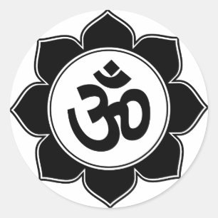 Sticker Rond Lotus Om Design