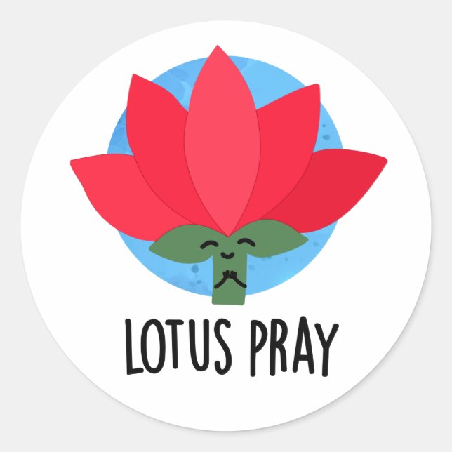 Sticker Rond Lotus Pray amusant Plante Pun (Devant)