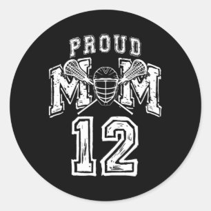 Sticker Rond Loud Fier Lacrosse Maman Nombre Joueur 12 Mama Fam
