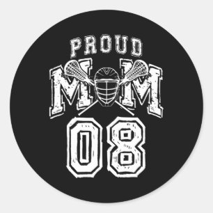 Sticker Rond Loud Fier Lacrosse Maman Numéro Joueur 08 Mama Fam