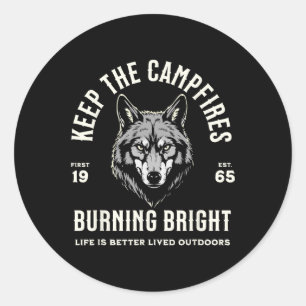 Sticker Rond Loup Camping Randonnée Extérieur Sentier Marche Fe