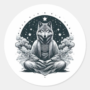 Sticker Rond Loup conscient