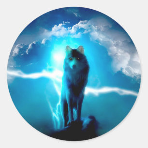 Sticker Rond Loup dans l'orage