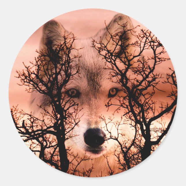 Sticker Rond Loup d'esprit (Devant)