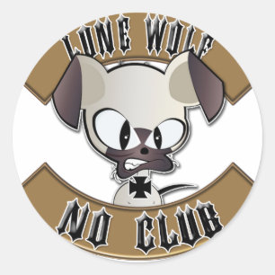 Sticker Rond Loup solitaire sans club