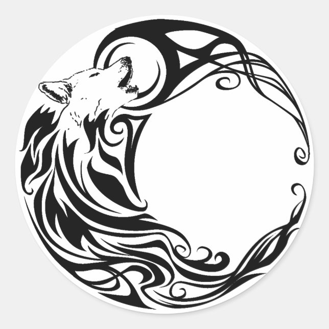 Sticker Rond Loup tribal (Devant)