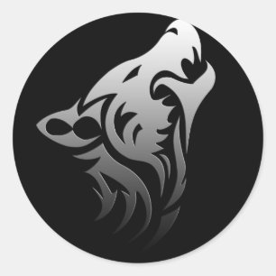 Sticker Rond Loup tribal