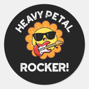 Sticker Rond Lourd Petal Rocker Funny Musique Flower Pun Dark B