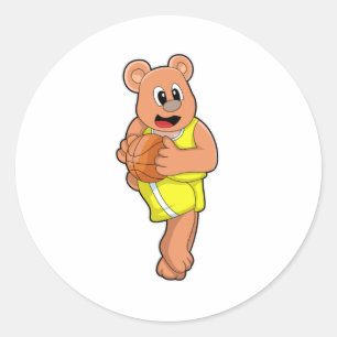 Sticker Rond L'ours dans les sports de basket-ball