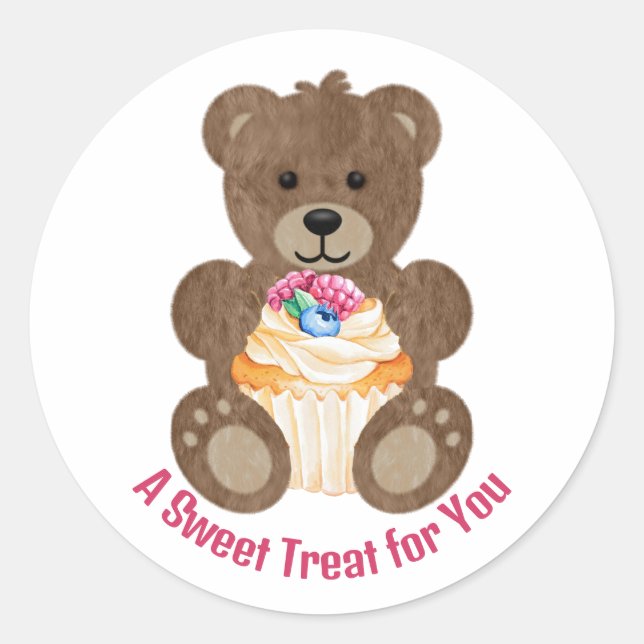 Sticker Rond L'Ours De Cupcake (Devant)