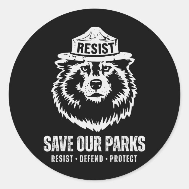 Sticker Rond L'ours gris loup résiste à la protection du parc n (Devant)