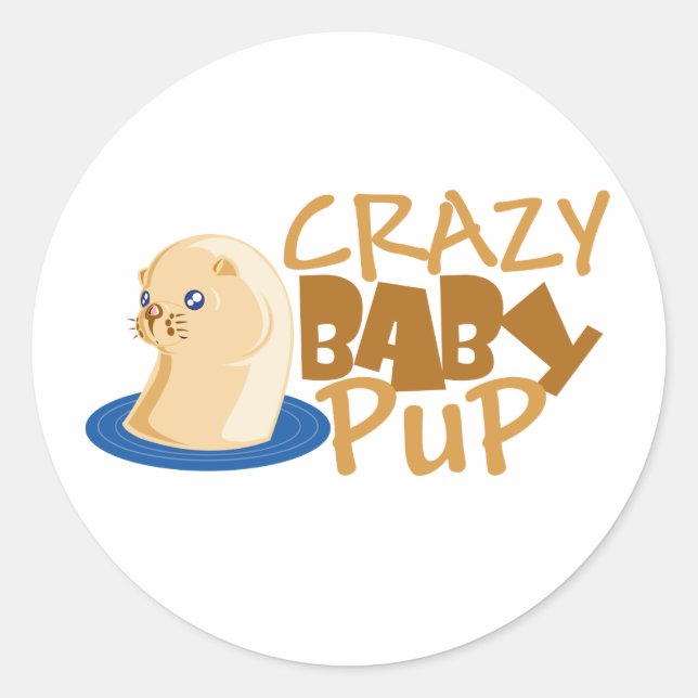 Sticker Rond loutre de bébé fou (Devant)