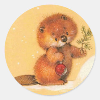 Sticker Rond Loutre de Noël