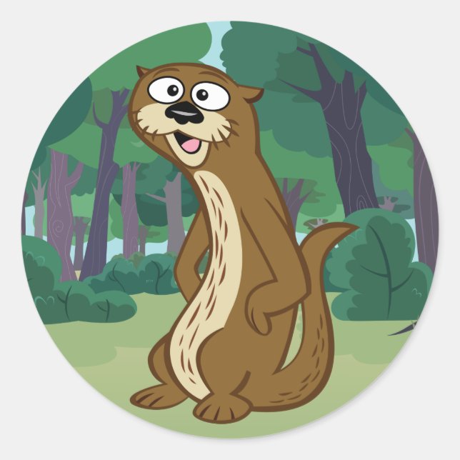 Sticker Rond Loutre de Rick | Reggie de garde forestière (Devant)