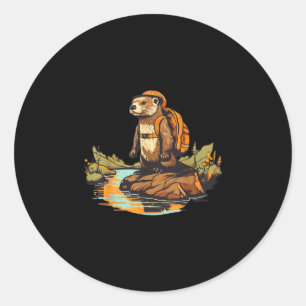 Sticker Rond Loutre de rivière randonnée sac à dos animal extér
