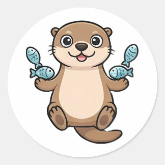 Sticker Rond Loutre Heureuse