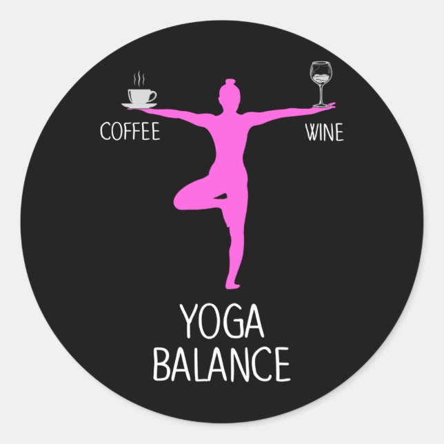 Sticker Rond Louveur de vin et de café Yoga (Devant)