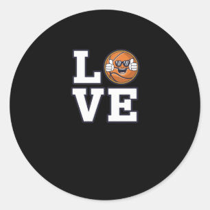 Sticker Rond Love Basketball Design Avec Cool Emoji Et