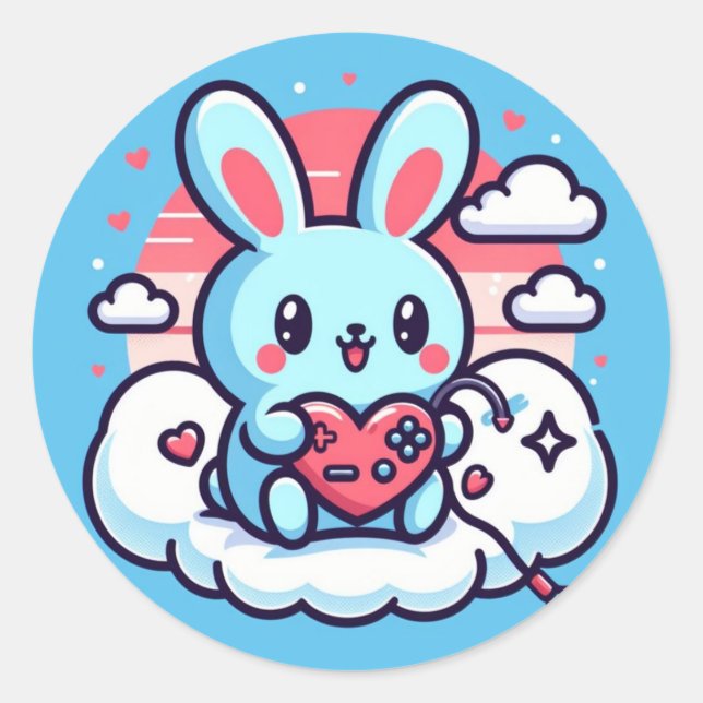 Sticker Rond Love Bunny valentine jour (Devant)