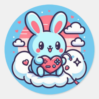 Sticker Rond Love Bunny valentine jour