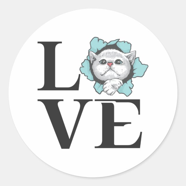 Sticker Rond Love Cats (Devant)