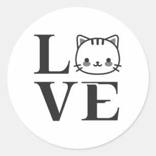 Sticker Rond Love Cats