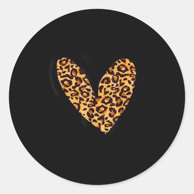 Sticker Rond Love Cheetah Leopard Print Heart Valentines Day Gi (Devant)