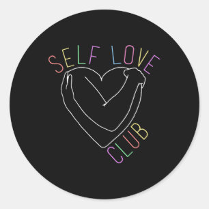 Sticker Rond Love Club Mental Health Awareness Line Art For Sup
