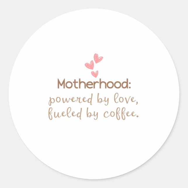 Sticker Rond Love & Coffee Maman Typographie de la vie Imprimer (Devant)