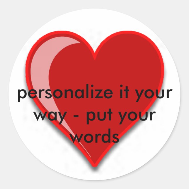 Sticker Rond Love - Custom Red Heart Ajouter votre texte (Devant)