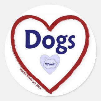 Sticker Rond Love Dogs (Woof)