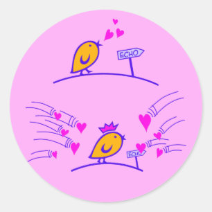Sticker Rond LOVE ECHO - Comic Birds Tweetlercools 3