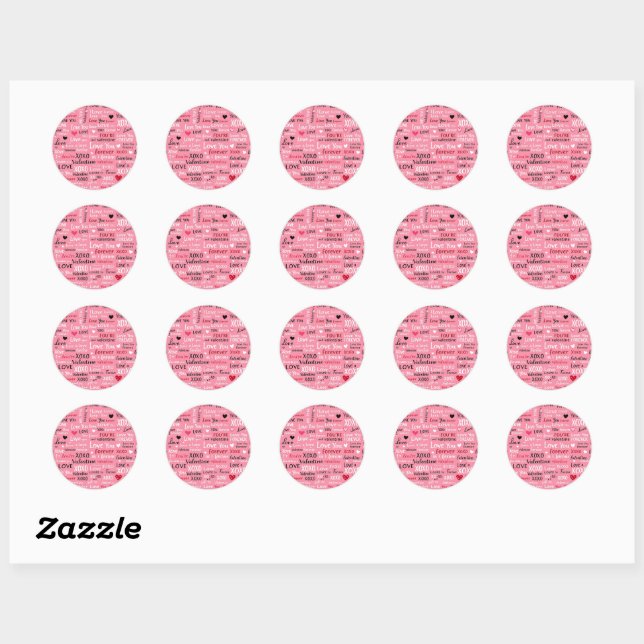 Sticker Rond Love Forever - Saint Valentin Motif de typographie (Feuille)