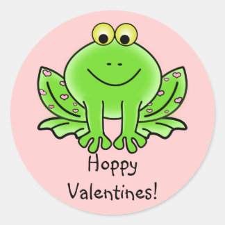 Sticker Rond Love Frog Drôle Salutation : Hoppy Valentine's Day