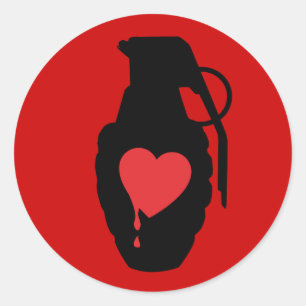 Sticker Rond Love Grenade - L'amour est un champ de bataille