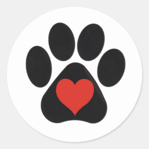 Sticker Rond LOVE Heart Design Empreinte de patte