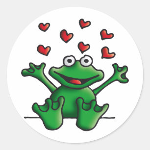 Sticker Rond love heart frog