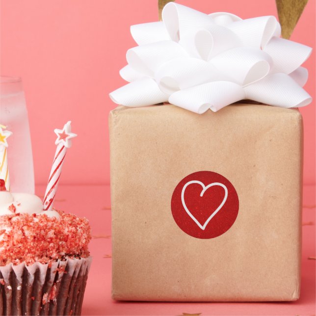 Sticker Rond Love Heart Parties scintillant blanche Valentine's (Fête)