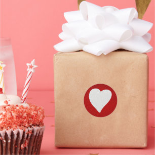 Sticker Rond Love Heart Parties scintillant blanche Valentine's