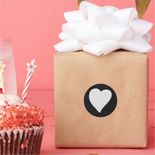 Sticker Rond Love Heart White Parties scintillant Valentine's
