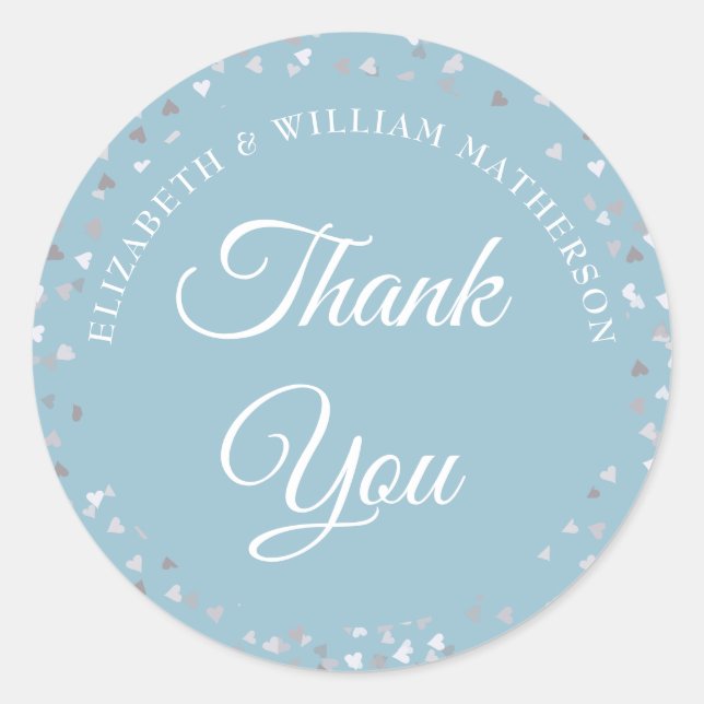 Sticker Rond Love Hearts Confetti Script Merci (Devant)