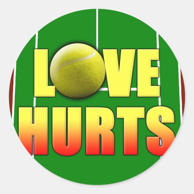 Sticker Rond Love Hurts, Funny Tennis (Devant)