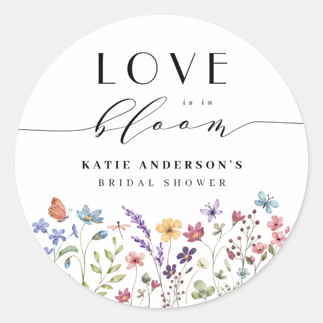 Sticker Rond Love in Bloom Spring Summer Floral Bridal Shower (Devant)